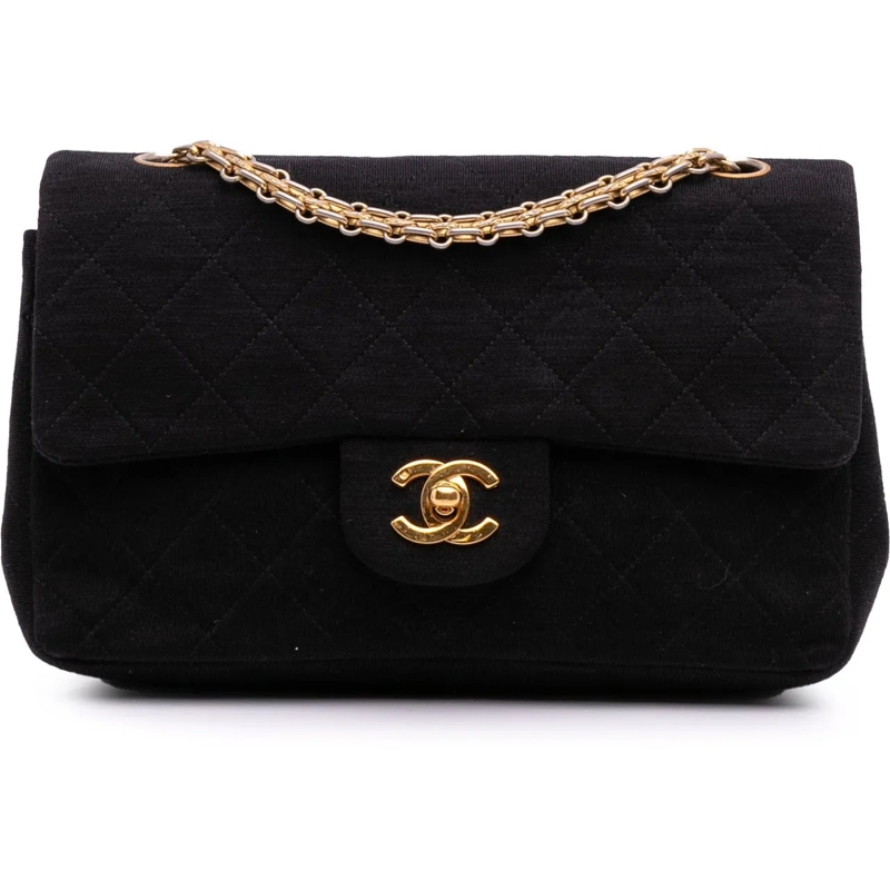 Chanel Sac à bandoulière Small Classic Jersey Double Flap schwarz