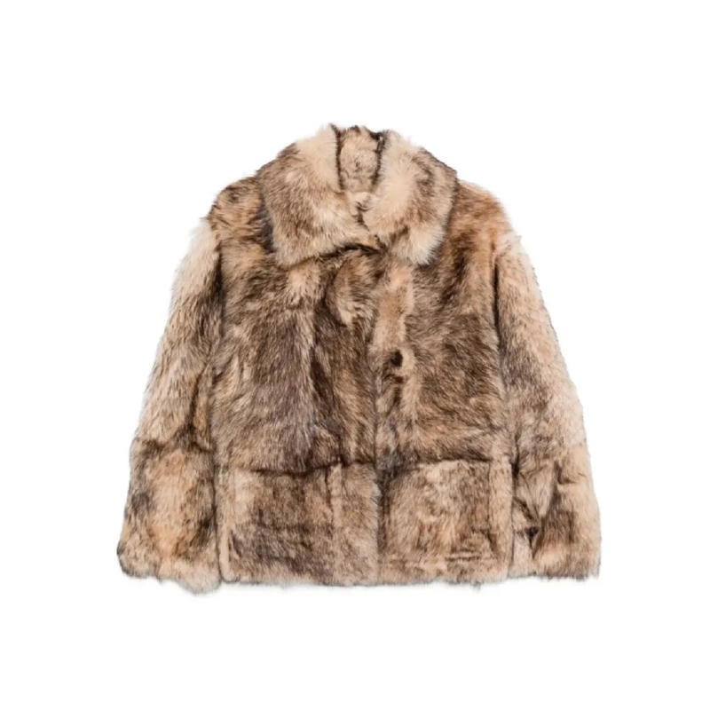 P.A.R.O.S.H. Veste en shearling Boxy Lambskin Jacket With Plush Fur Exterior And L Brown