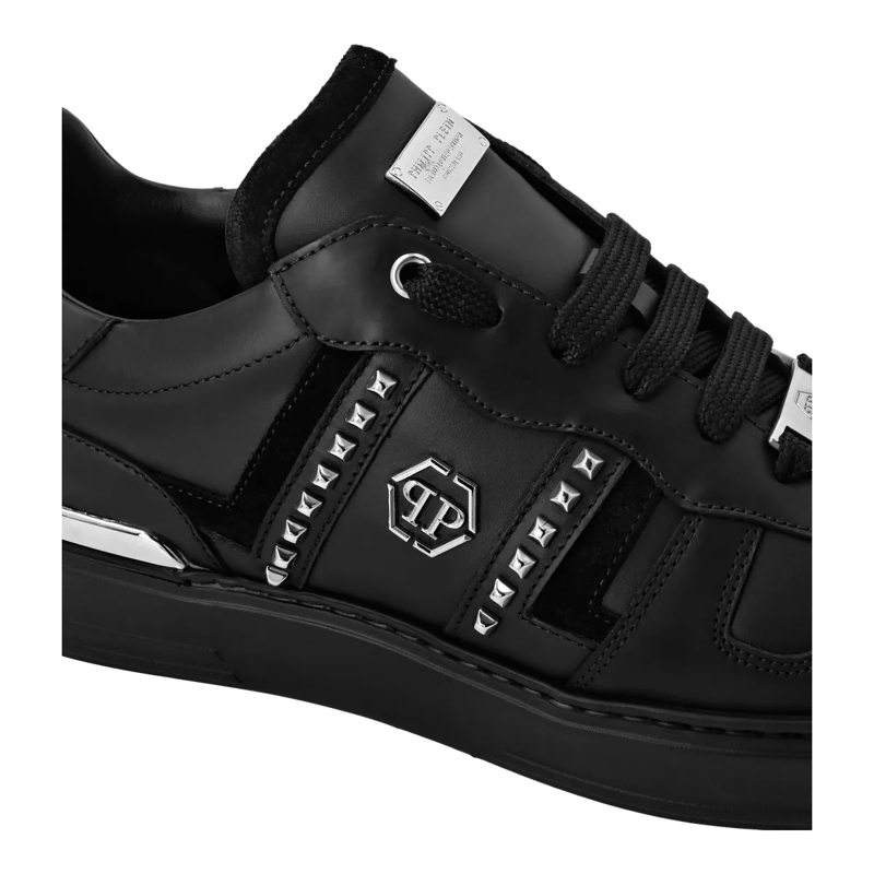 Philipp Plein Low-Top-Sneaker Lo-Top Turnschuhe Mit Nieten Verziert schwarz(Image 3)