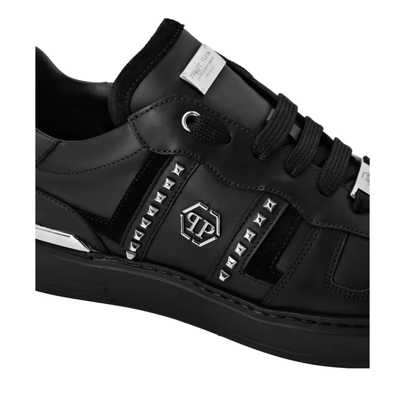 Philipp Plein Low-Top-Sneaker Lo-Top Turnschuhe Mit Nieten Verziert schwarz(Image 3)
