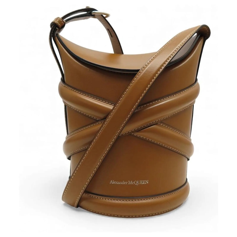 Alexander McQueen Bucket Bag ALEXANDER MCQUEEN THE CURVE 656467 LEDER SCHULTER- braun