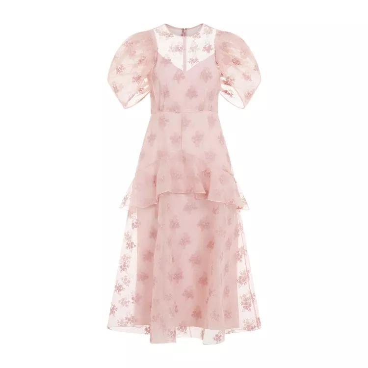 Erdem - Ballet Pink Silk Short Sleeves Peplum Detail Dress - Größe 6 - pink