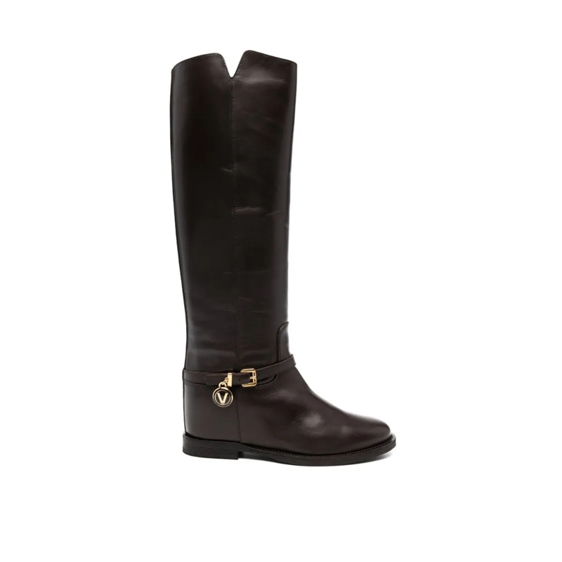 Via Roma 15 Bottes Knee-High Charm Boots With Decorative Buckle Detai Brown