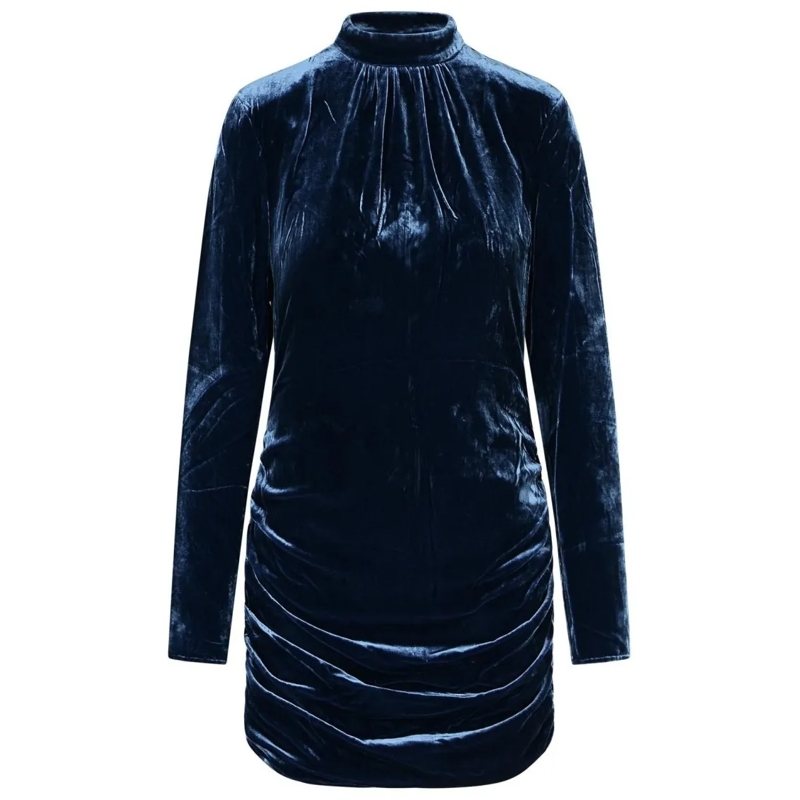 Rotate Minikleid Silk Velvet Ls Mini Dress Black