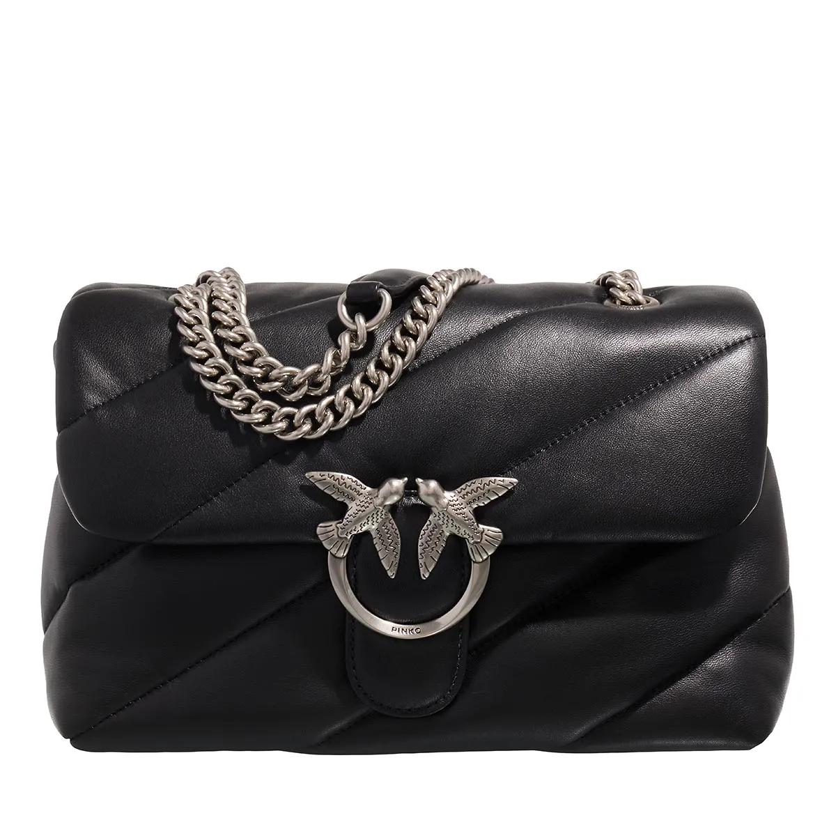 Pinko Hobo Bags - Love Puff Classic Cl - Gr. unisize - in Schwarz - für Damen - aus Textil & Leder & Metallkette