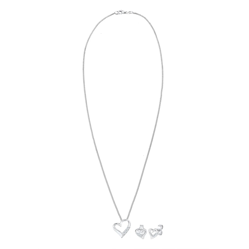 Elli Mittellange Halskette Jewelry Set Ladies heart pendant stud earrings set Silver(Image 3)