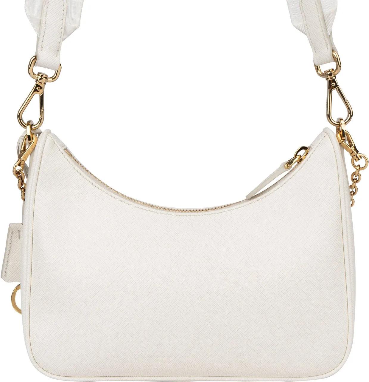 Thumbnail - Prada Crossbody Bags - Prada White Saffiano Leather Vitello Daino Re-Edit - Gr. unisize - in Weiß - für Damen