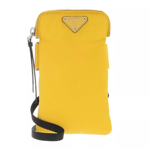 Prada Logo Plaque Phone Pouch Yellow Sac pour téléphone portable