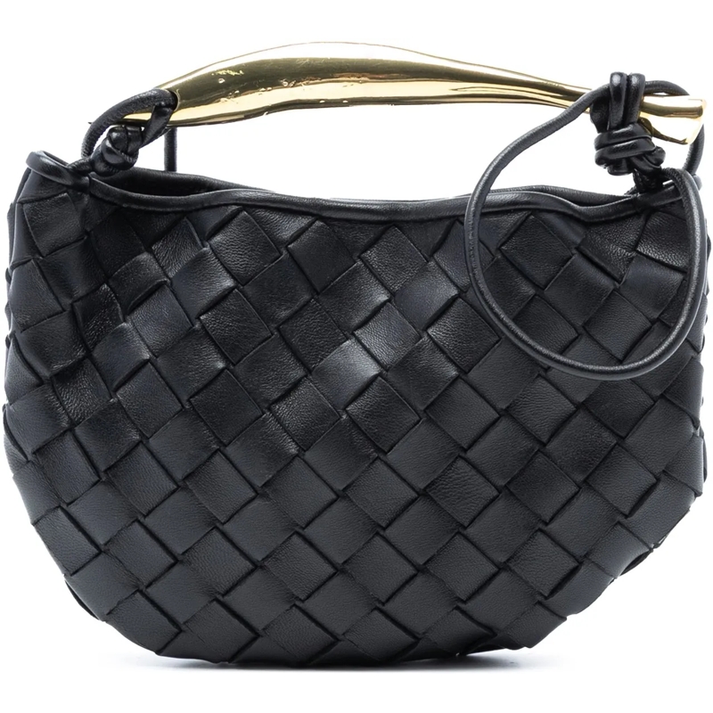 Bottega Veneta Schultertasche Baby Lambskin Intrecciato Sardine schwarz