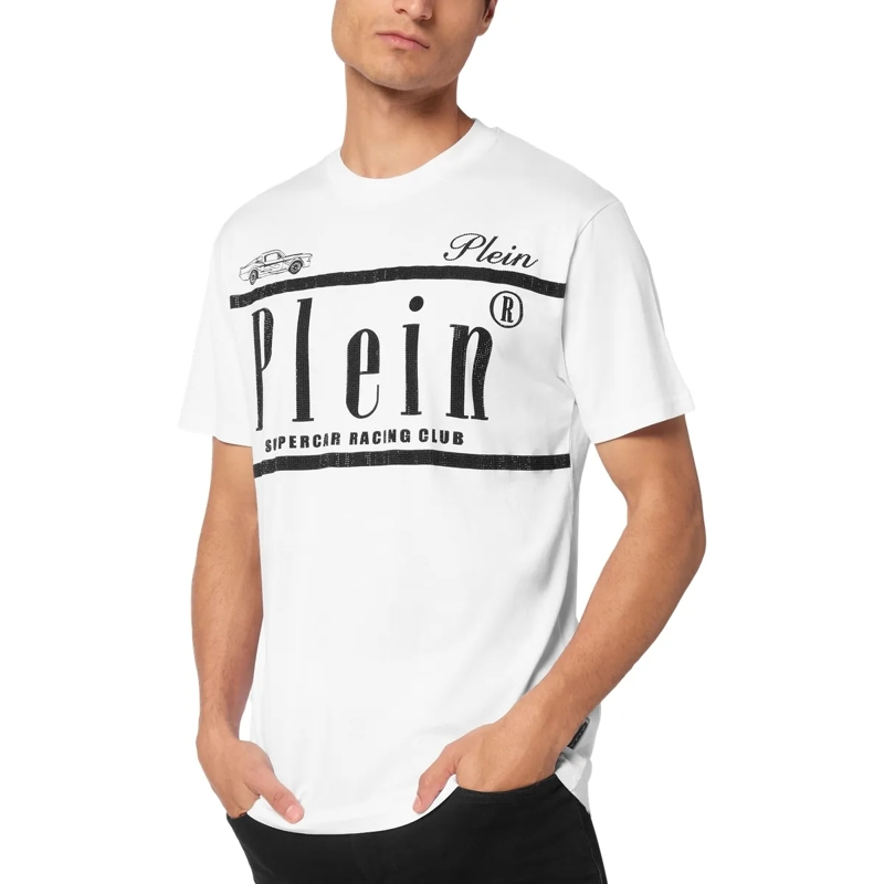 Philipp Plein T-Shirt T-Shirt Racing Mit Schmucksteinen weiss(Image 9)