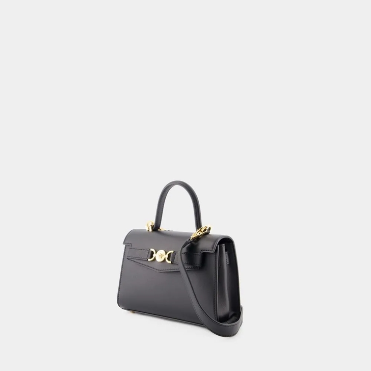 Versace Small Top Handle Bag Leather Black Black Schultertasche