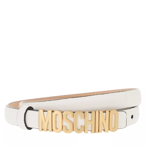 Moschino Logo Belt White Leren Riem