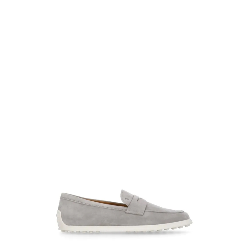 Tod's Balletschoenen Grey Suede Leather Loafers Grey