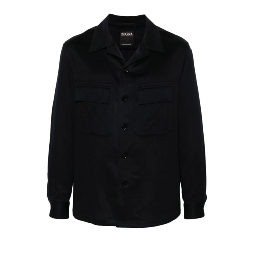 Zegna Hemden Navy Blue Cashmere Shirt Blue