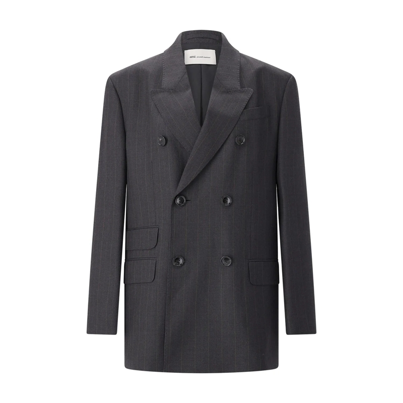 AMI Paris Blazer Zweireihiger Blazer aus Wolle grau