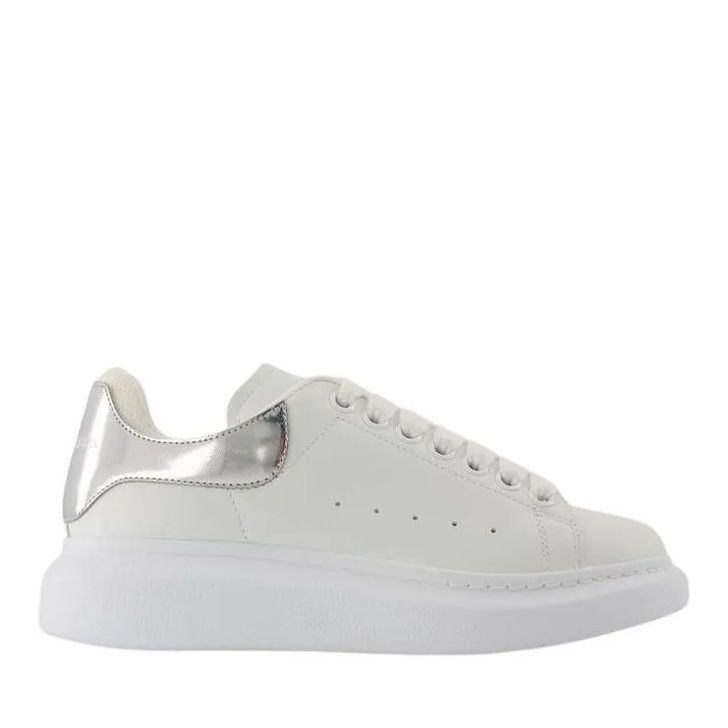 Alexander McQueen Oversized Sneakers Leather White Silver White Low Top Sneaker