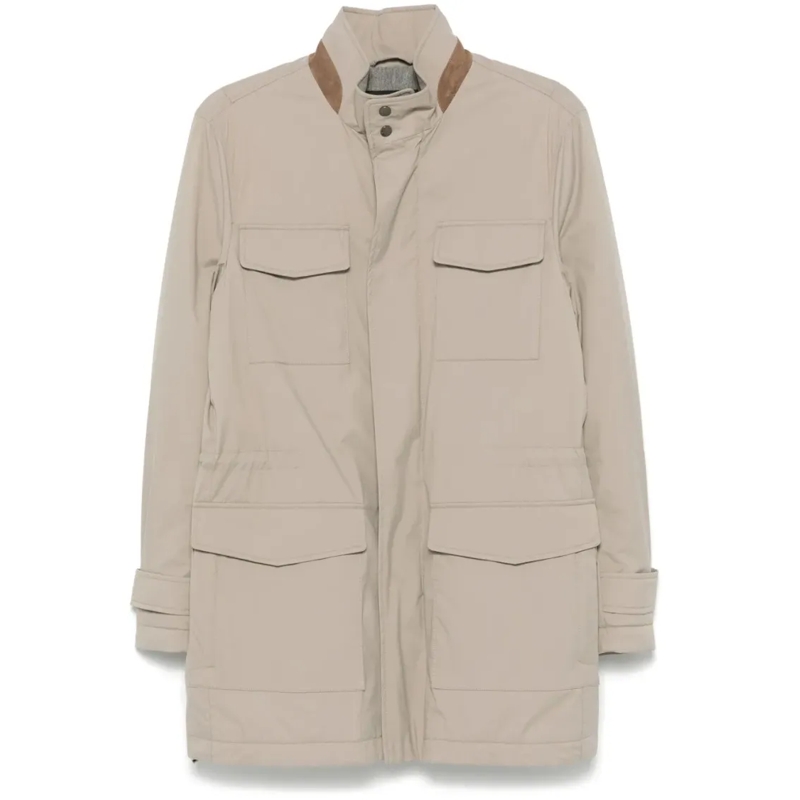 Kiton Parka Structured Tailored Jacket With Notched Lapel Neutrals