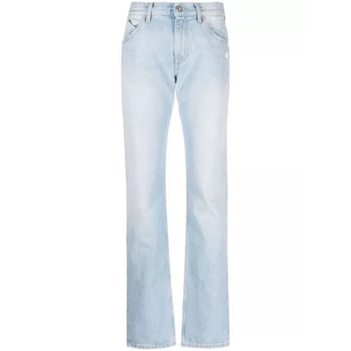 The Attico Sky Blue High-Waisted Straight-Leg Denim Jeans Blue Jeans med raka ben