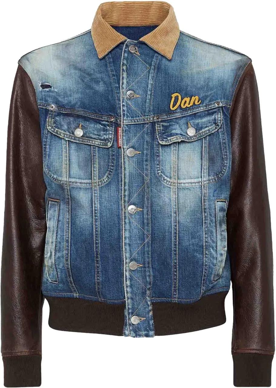 Thumbnail - Dsquared2 - Denim Leather Jacket - Größe 46 - bunt