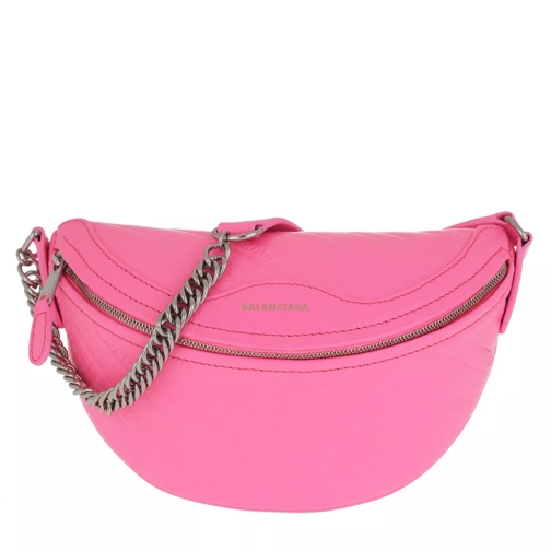 Balenciaga Logo Bum Bag Leather Acid Pink Belt Bag