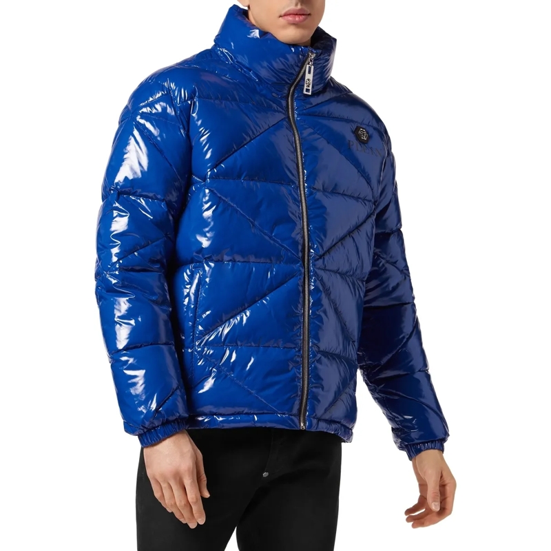 Philipp Plein Lederjacke Jacke Hexagon dunkel-blau(Image 3)