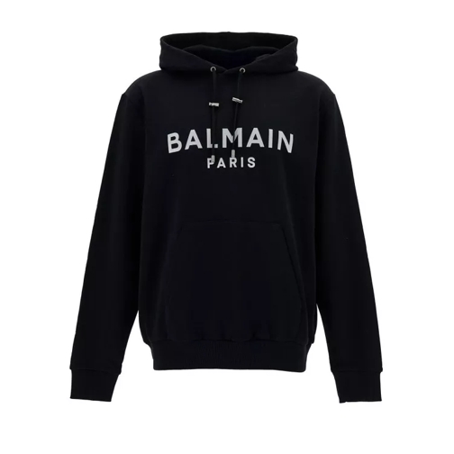 Balmain Black Hoodie With Contrasting Logo In Cotton Black 