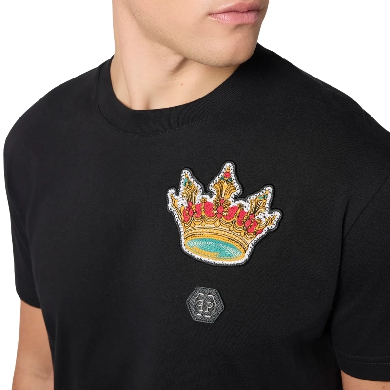 Philipp Plein T-Shirt Round Neck T-Shirt Crown Crystals schwarz(Image 5)