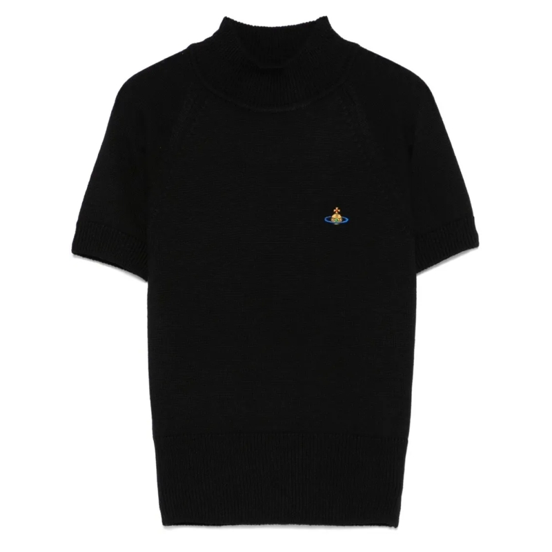Vivienne Westwood T-shirt Black Fine Ribbed Knit Top Black
