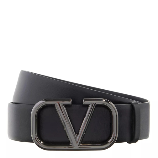 Valentino Garavani Leather Belt V Logo Belt Black