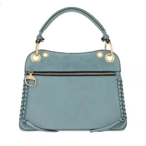 See By Chloé Whipstitch Panelled Tote Bag Leather Mineral Blue Tote