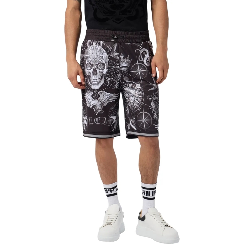 Philipp Plein Shorts Mesh Basketball Shorts Tattoo schwarz(Image 3)