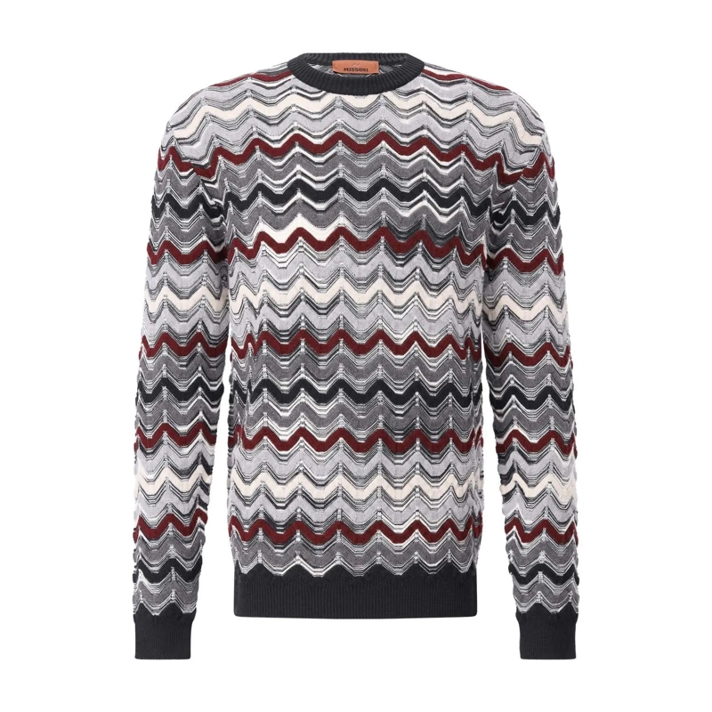 Missoni Trui Wollpullover im Zick-Zack-Design Rot
