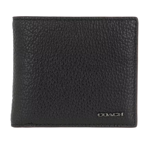 Coach Coin Wallet Pebbled Leather Black Bi-Fold Wallet