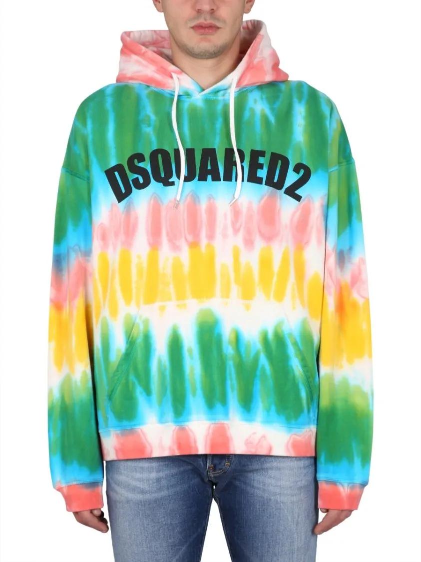 Thumbnail - Dsquared2 - Tie-Dye Hoodie With Striking Logo Design - Größe M - bunt