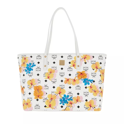 MCM Essential Floral Print Shopper Medium White Shopping Bag