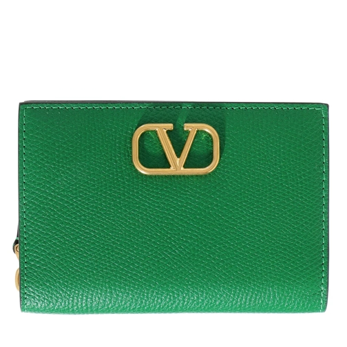 Valentino Garavani Card Holder Green Portemonnaie mit Zip-Around-Reißverschluss
