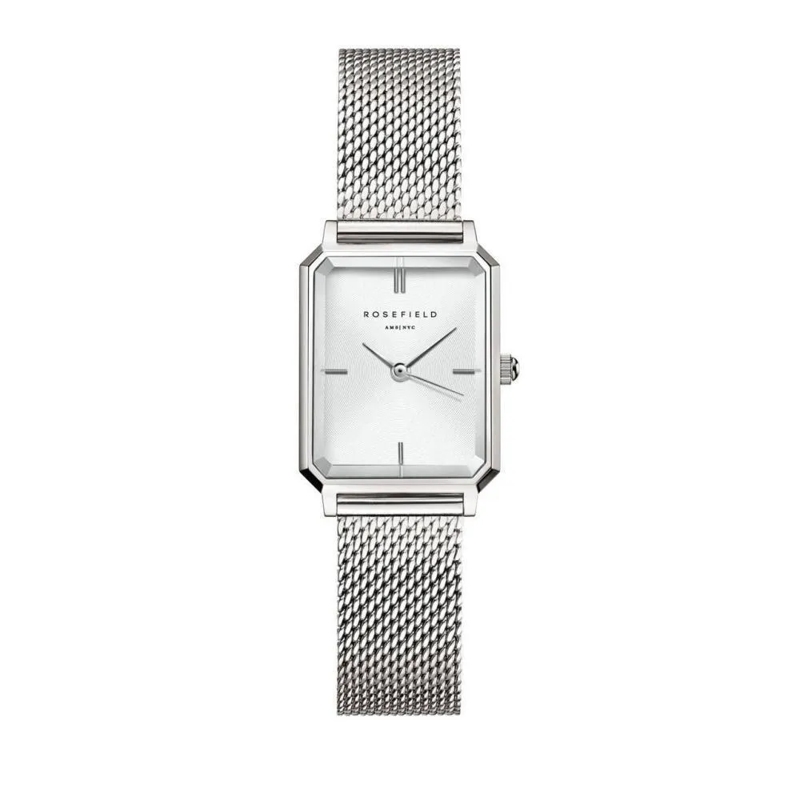 Rosefield Quarzuhr Damenuhr Octagon XS Mesh silber