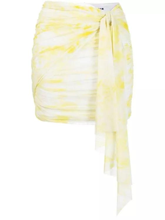 MSGM - Graphic-Print Ruched Miniskirt - Größe 42 - yellow