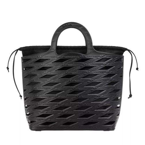 Balenciaga Logo Embossed Cutout Basket Tote Bag Black Rymlig shoppingväska