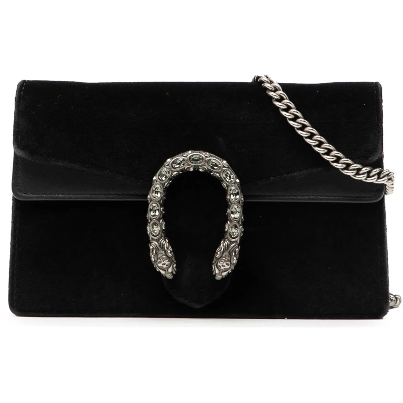 Gucci Schultertasche Mini Velvet Dionysus Crossbody schwarz