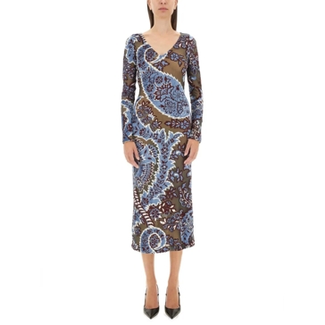 ワンピース Etro Velvet Jacquard Tulle Dress Etro Velvet Jacquard Tulle Dress Blue | Robe midi