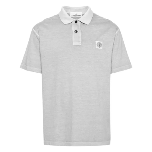 Stone Island Compass-Patch Cotton Polo Shirt Grey 