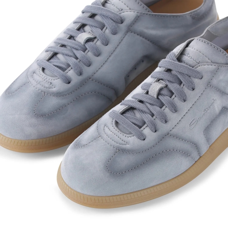 Santoni Schnürschuhe Sneaker aus Veloursleder blau(Image 3)