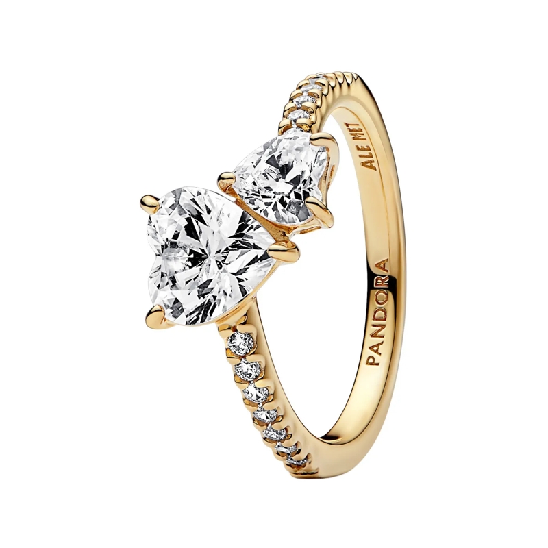 Pandora Bague Double Heart Sparkling  Clear