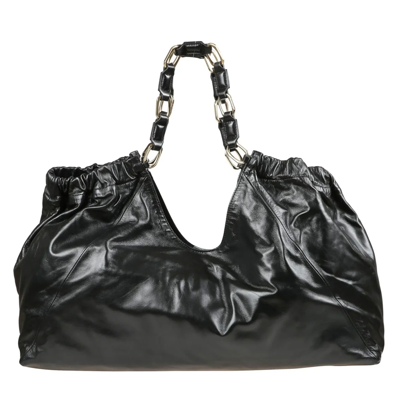 Anine Bing Tote Oversized Nappa Leather Tote With Gold-Tone Hardwa Black
