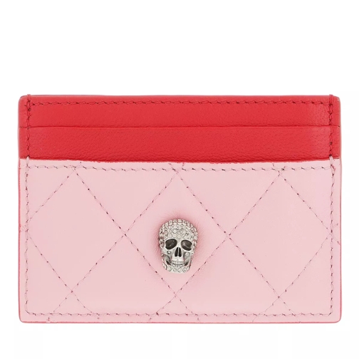 Alexander McQueen Pave Skull Card Holder Pastel Pink Multi Card Case