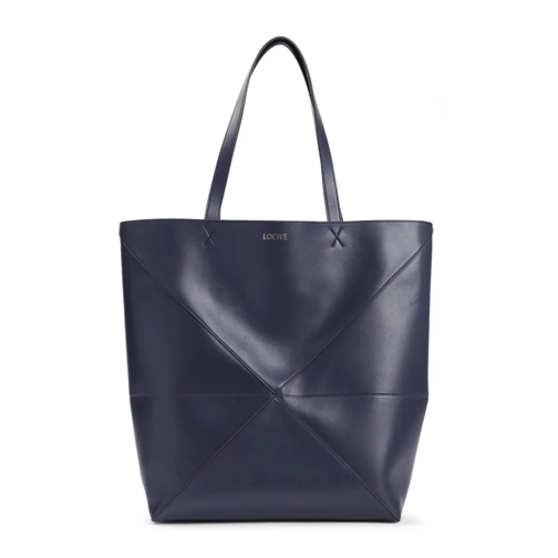 Loewe Blue Leather Puzzle Fold Large Tote Blue Sporta