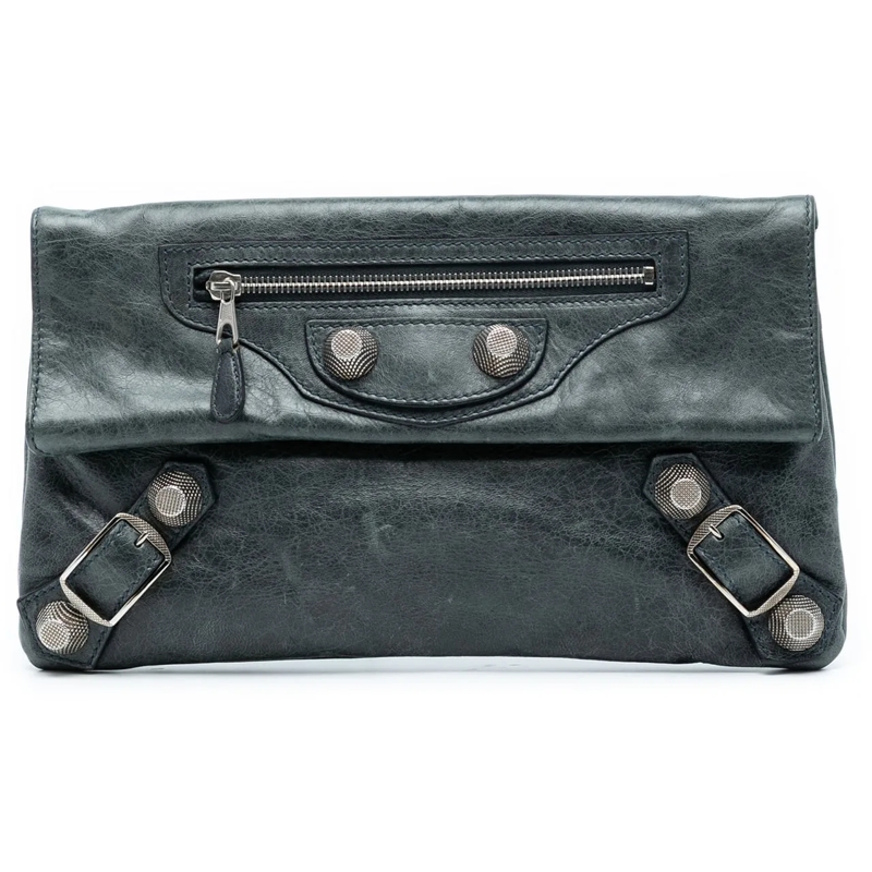 Balenciaga Clutch Lambskin Motocross Giant 21 Envelope Clutch grün