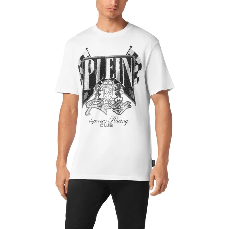 Philipp Plein T-Shirt T-Shirt Racing Mit Schmucksteinen weiss(Image 4)