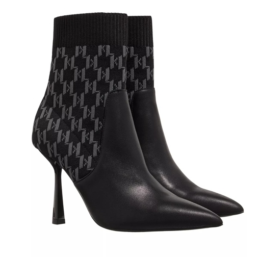 Karl Lagerfeld Pandara Monogram Knit Ankle Black Knit Textile Ankle Boot